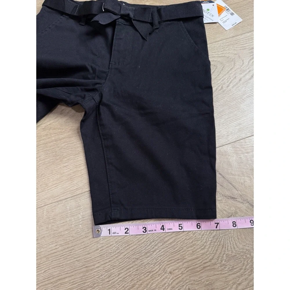 NWT Kid Girls Gymboree nanotex uniform black bow belted chino shorts size 8
